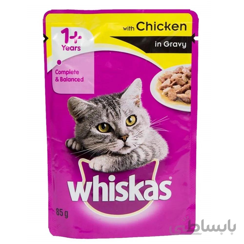 پوچ گربه ۷۰گرمی wiskas mix با طعم مرغ