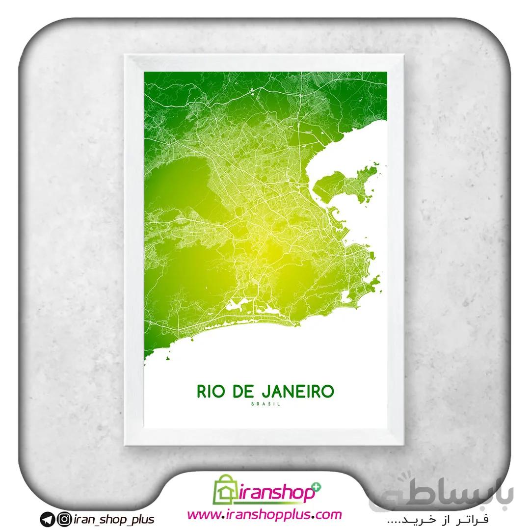 تابلو نقشه شهر ریو دو ژانیرو با تم Pale Green