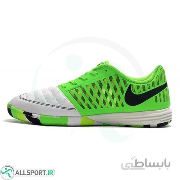 کفش فوتسال نایک لونارگتو طرح اصلی سبز مشکی سفید Nike Lunar Gato II IC Green Black White
