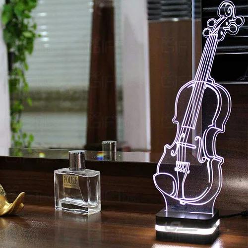 چراغ تزئینی سه بعدی (بالبینگ) مدل ویولن (مدل نور سفید)