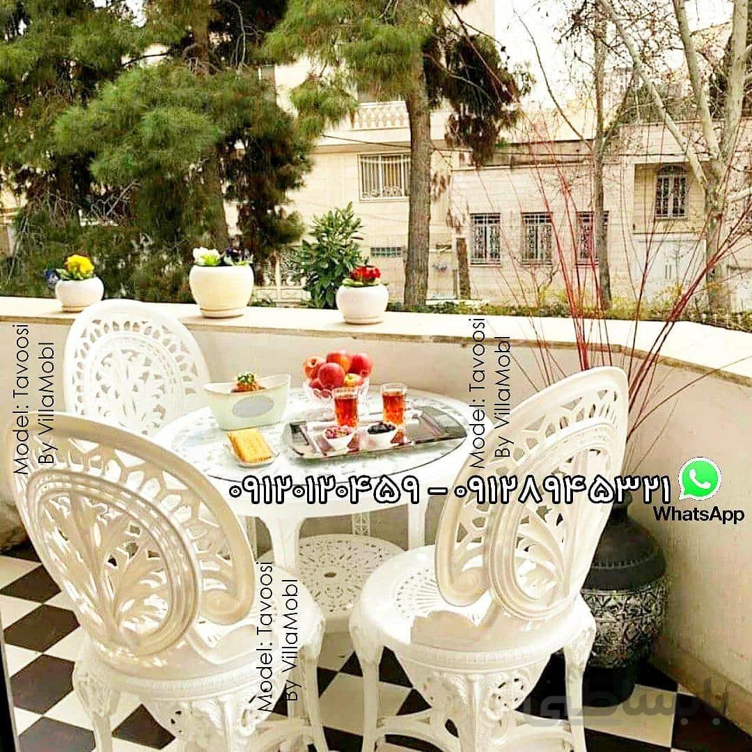 صندلی و میز پلاستیکی پلیمری طاووسی 3نفره