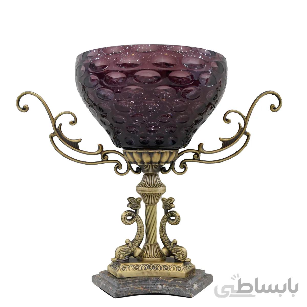کاسه اجیل خوری بنفش اگرمن پایه برنز