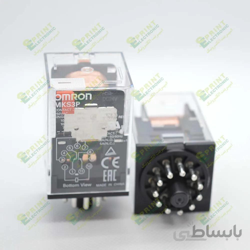 رله 24 ولت پایه گرد 11 پایه 10 آمپر Omron MKS3P-24VDC