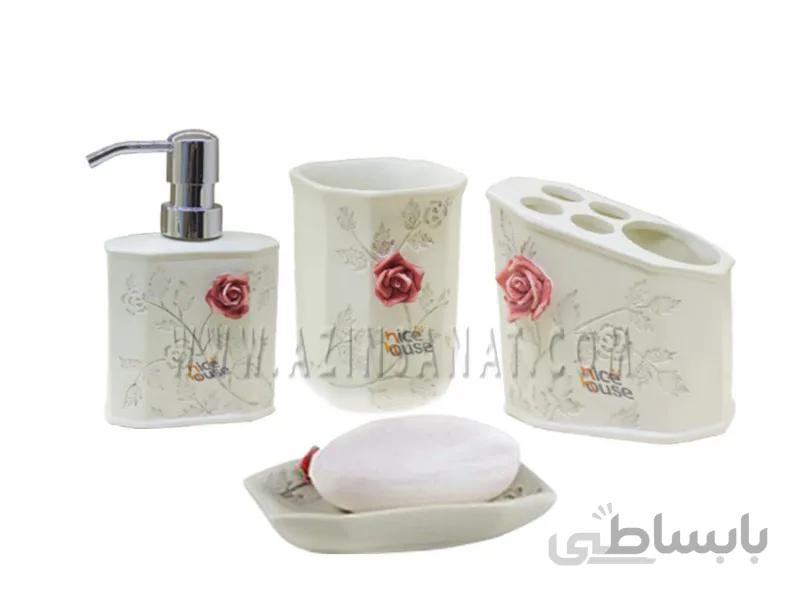 ست سرویس بهداشتی 4 تکه رزماری گل برجسته