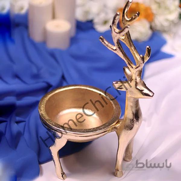گوزن کاسه ای آلومینیومی طلایی مخصوص آجیل و شکلات