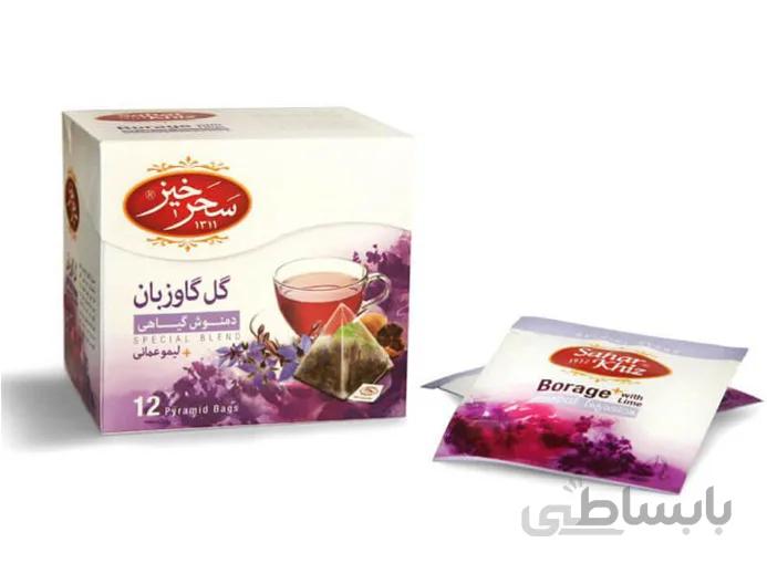 دمنوش کیسه ای مخلوط گل گاو زبان و لیمو سحر خیز 12 عددی