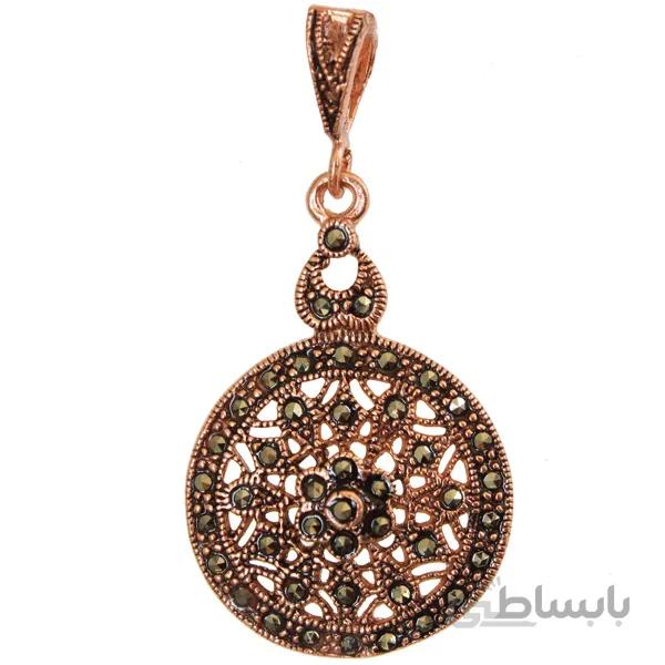 مدال گردنبند مسی زنانه نگین مارکازیت اصل طرح خورشید کد JW286