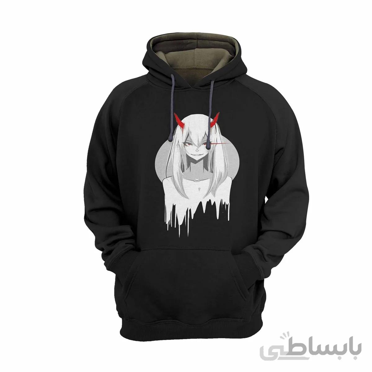 هودی مشکی طرح انیمه دارلینگ darling in the franxx
