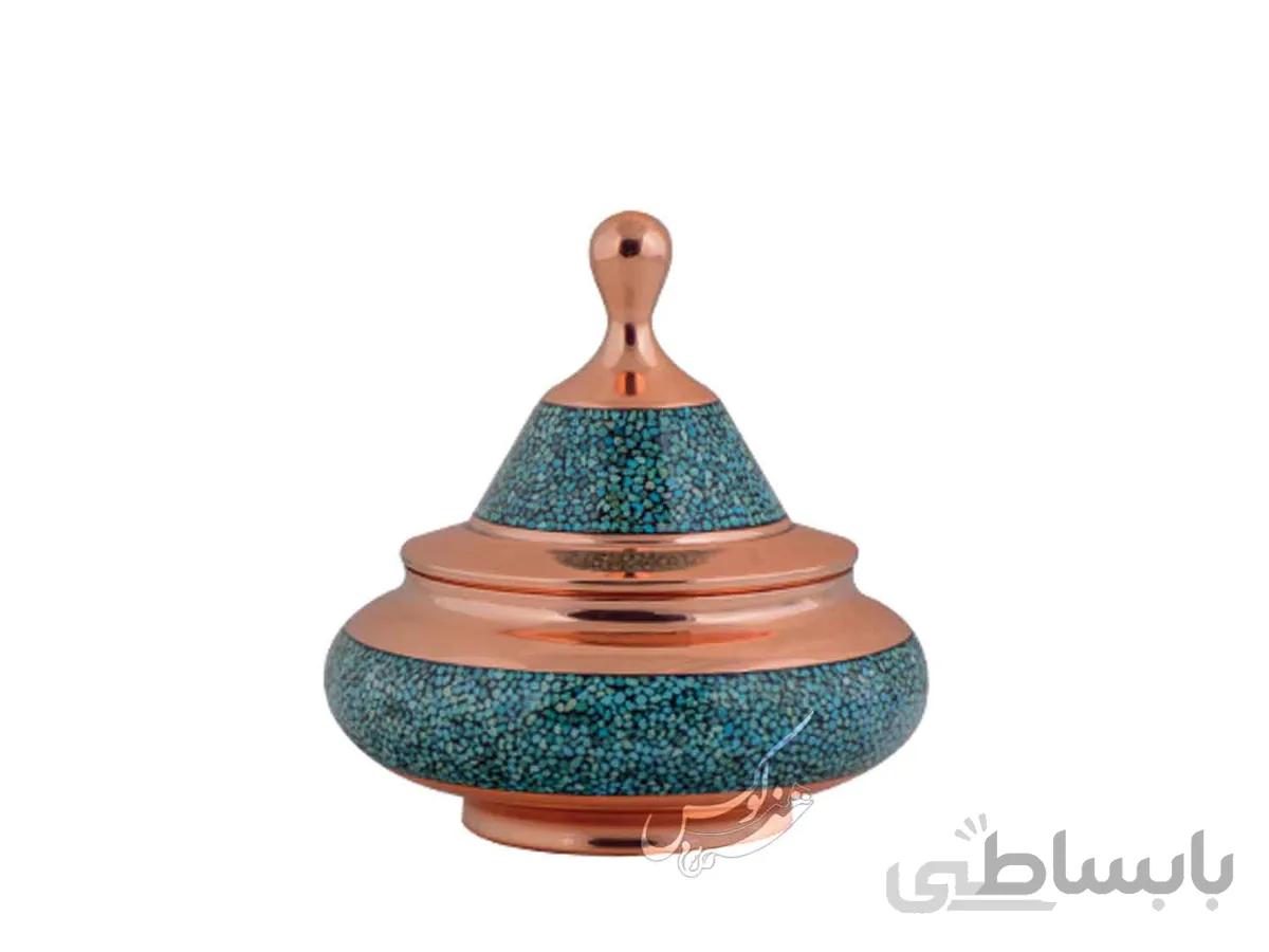 قندان فیروزه کوبی مدل بشقاب پرنده کوچک