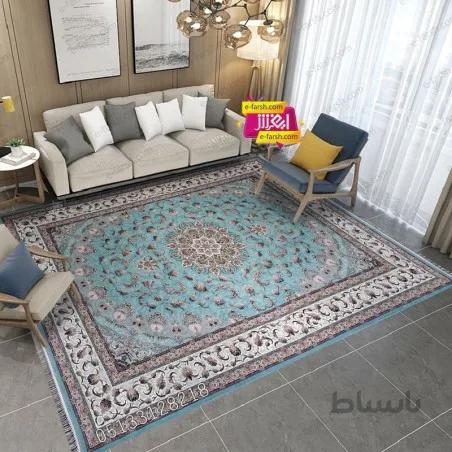 فرش ماشینی مشهد طرح 815005 آبی