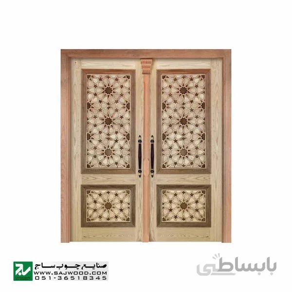 درب چوبی ورودی مسجد ،امامزاده،اماکن متبرکه سنتی صنایع چوب ساج مدل T10