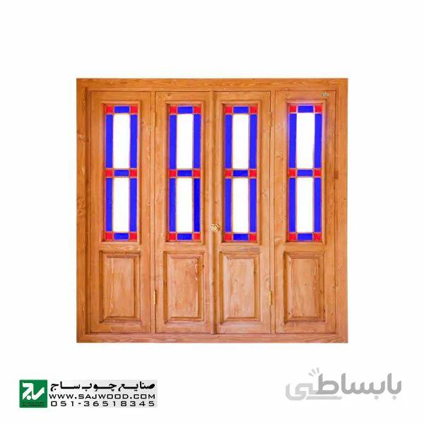 پنجره شیشه رنگی اُرُسی چوبی سنتی صنایع چوب ساج مدل W203