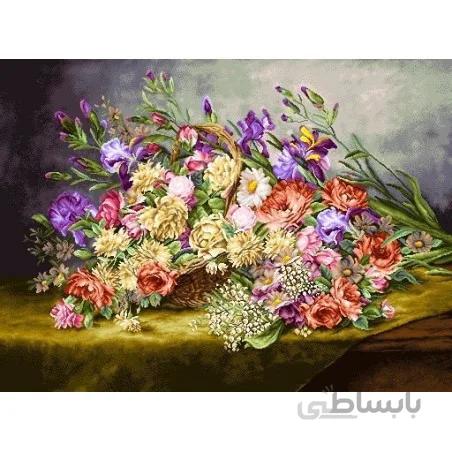 نخ و نقشه تابلو فرش گل کد 46 طرح زنبق