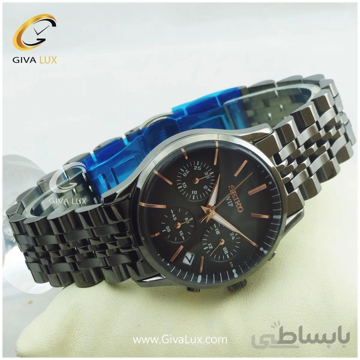 ساعت مچی زنانه سه موتوره کرنوگراف فول استیل مشکی سیکو