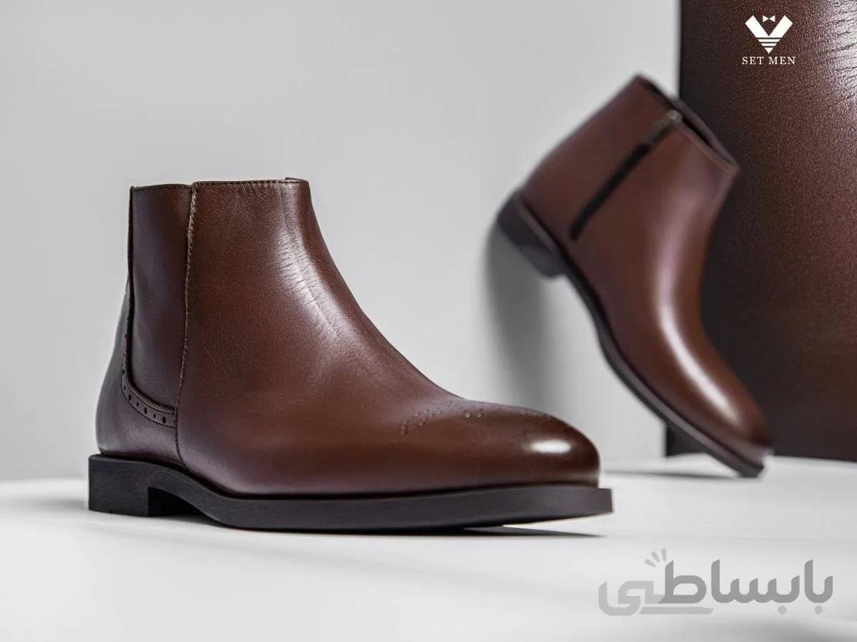 نیم بوت چرم طبیعی مردانه kb100