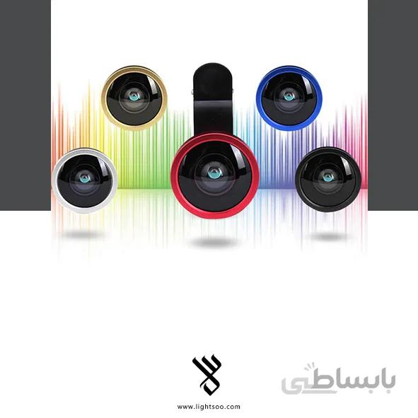 پک کامل لنز (کلیپسی) موبایل همراه لنز فیش آی، لنز واید و لنز ماکرو