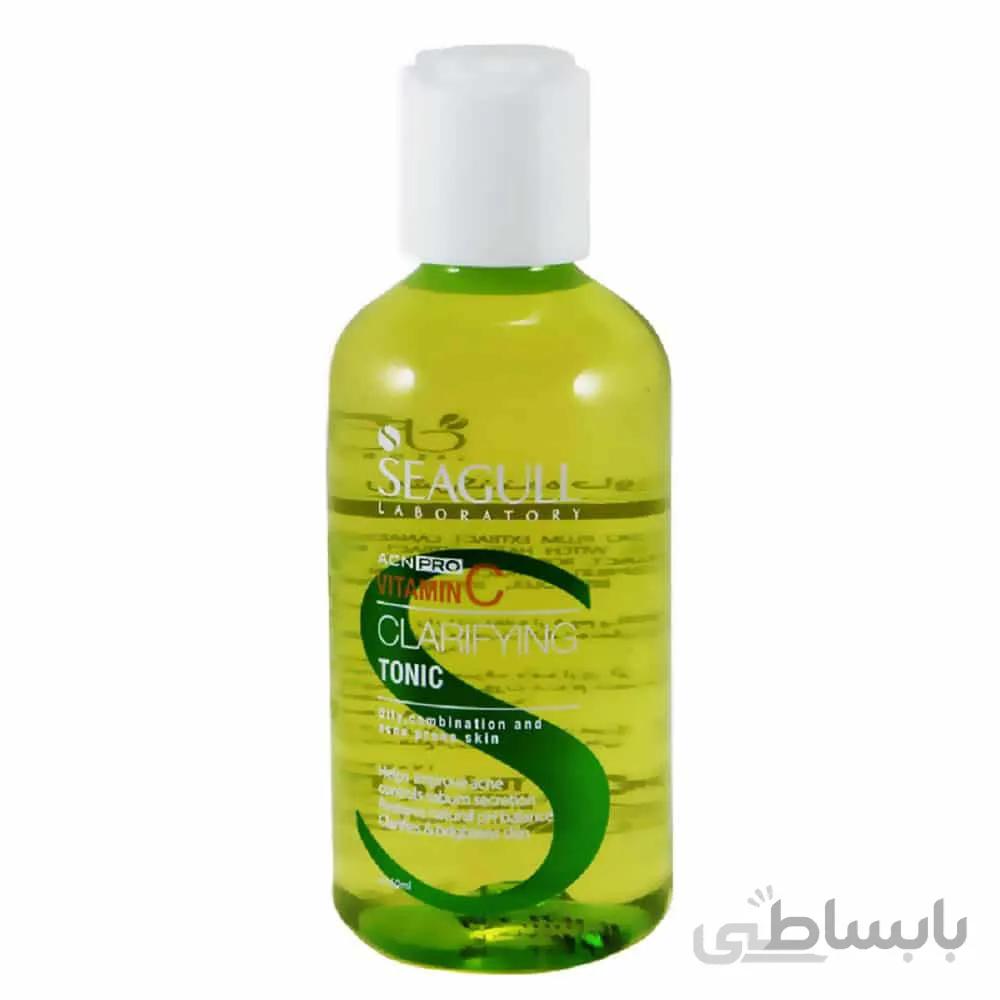 تونیک روشن کننده حاوی ویتامین C سی گل حجم 150 میلی لیتر ا Seagull Clarifying Tonic With Vitamin C For Oily Skins 150ml