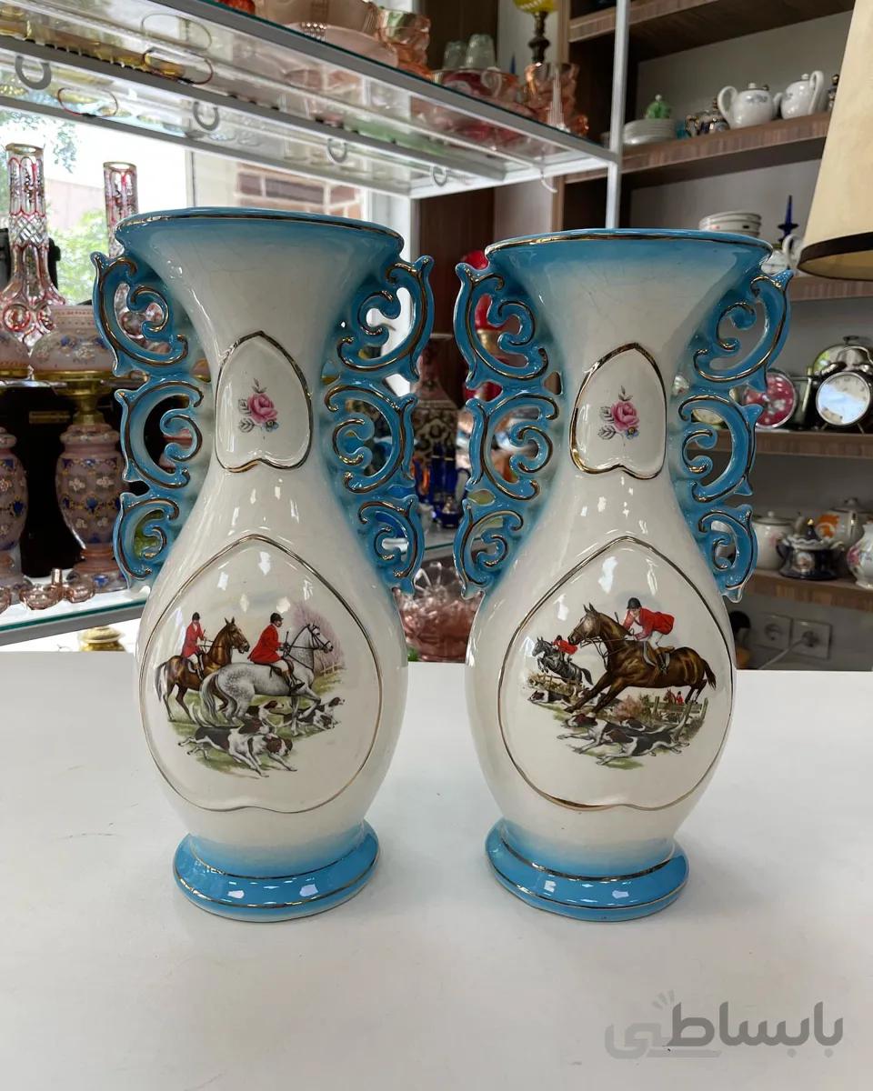 یک جفت گلدان قصاعی قدیمی