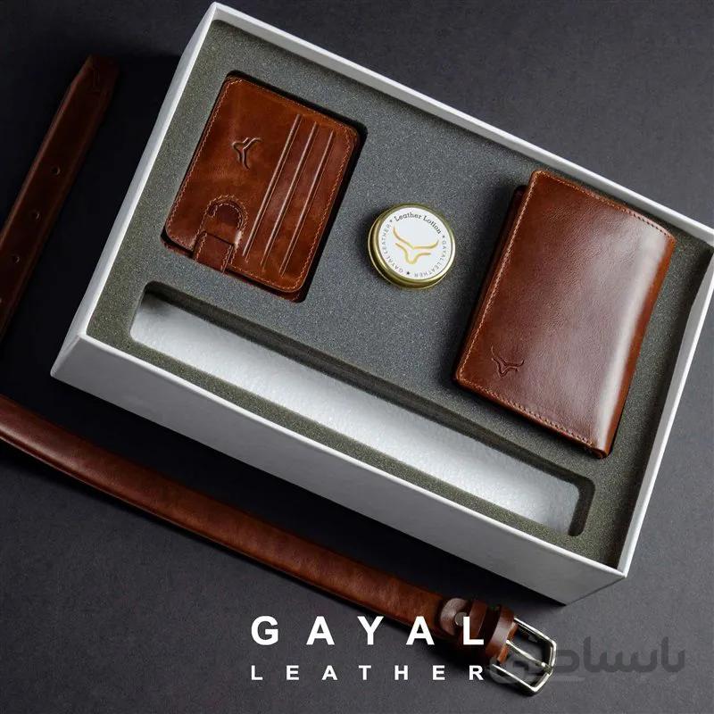 ست مردانه گَیال چرم S225 قهوه ای
