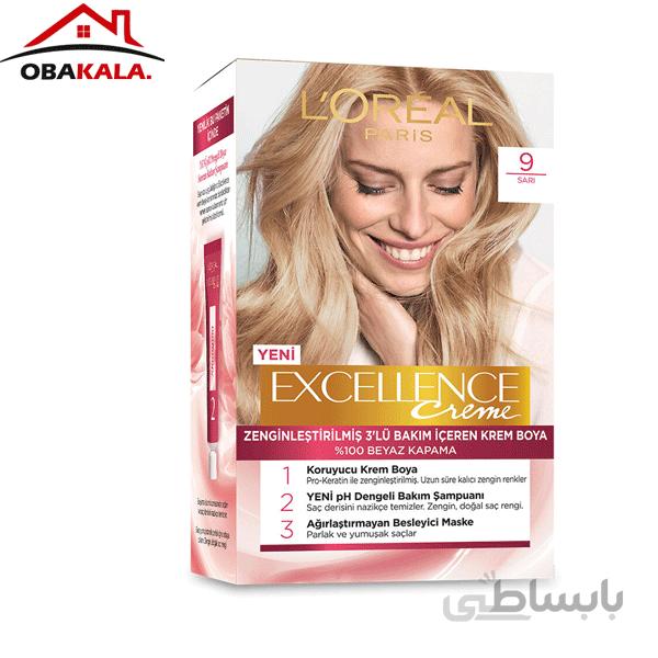 کیت رنگ مو اکسلانس لورال پاریس-9 ا L'Oreal Paris Excellence Creme Hair Color Kit-9 کد 353087
