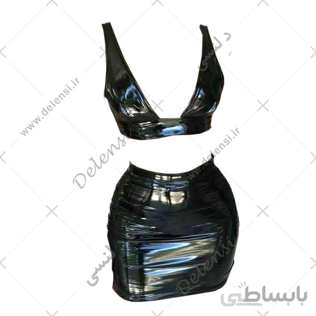 ست نیمتنه و دامن لاتکس اعلا براق مشکی