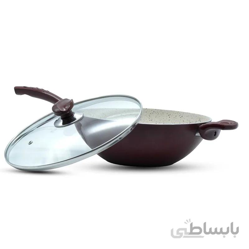 تابه وک دو دسته درب شیشه ای 28