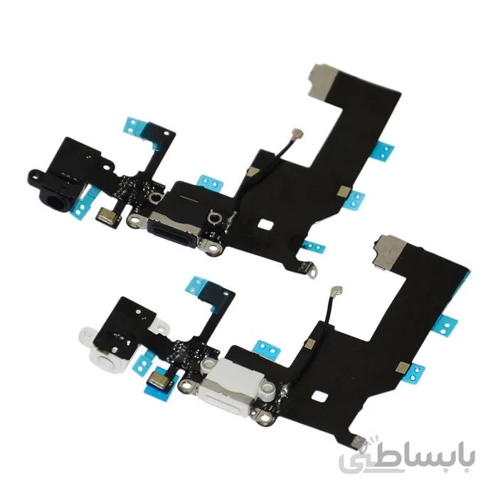 فلت شارژ و هندزفری و میکروفون آیفون IPHONE 5S ا فلت شارژ و سوکت هندزفری و میکروفون گوشی آیفون مدل 5 اس
