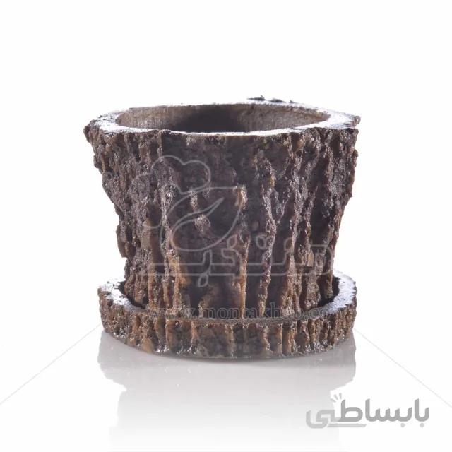 گلدان پلی استر طرح تنه درختی ارتفاع 19 سانتی متر