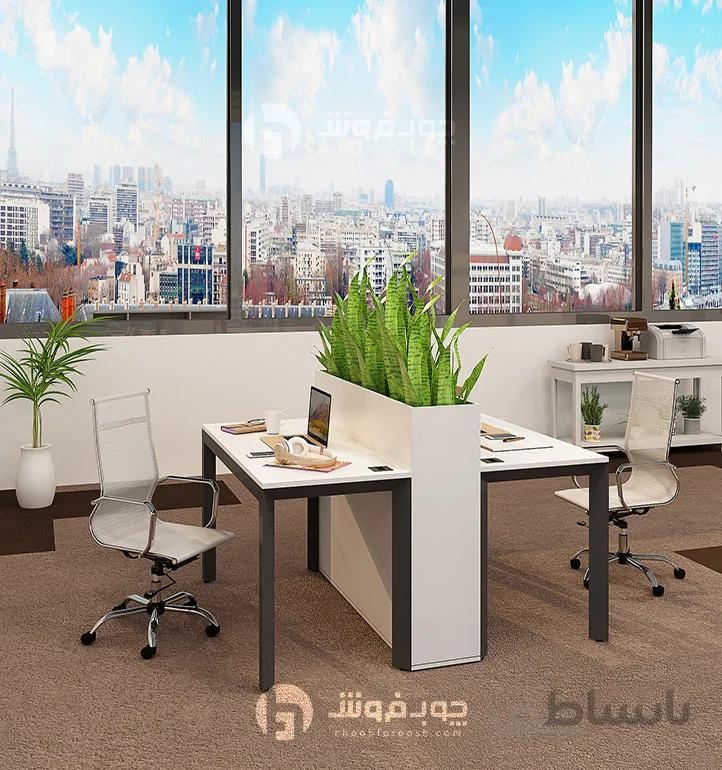میز کار دو نفره خاص به همراه باکس گیاه