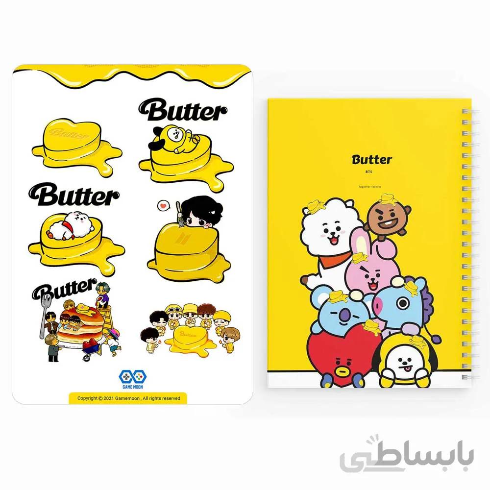 دفترچه يادداشت bts butter به همراه مجموعه ٦ عددی استيكر-کد 2023