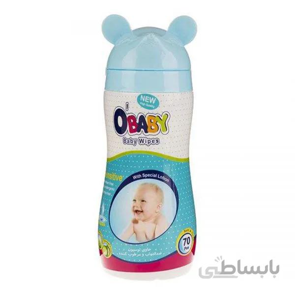 او بیبی دستمال مرطوب کودک قوطی 70 عددی