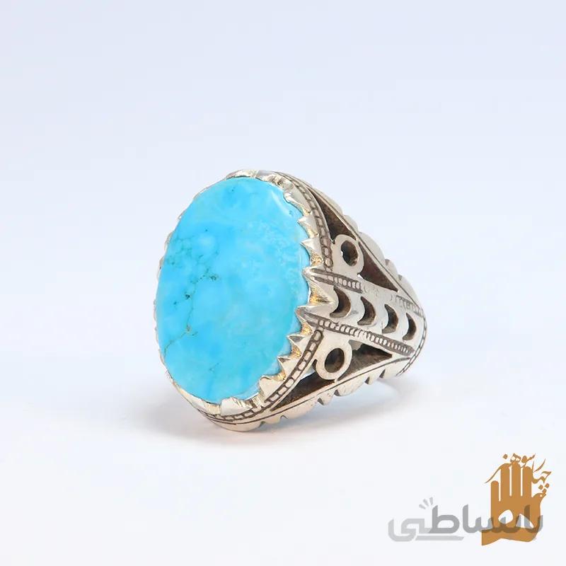 انگشتر ماشینی نگین فیروزه هندی