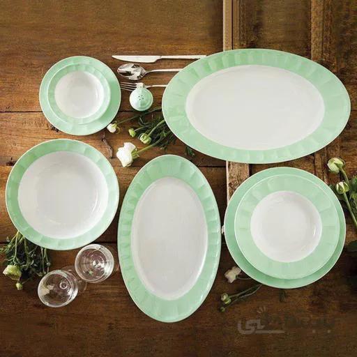 چینی زرین پاستل سبز 6 نفره عالی ا سرویس غذاخوری چینی زرین ایران || Zarin Iran Chinese dinnerware set