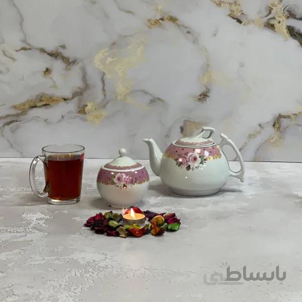 قوری شکس مدل مینا حاشیه دار کد 1104 صورتی