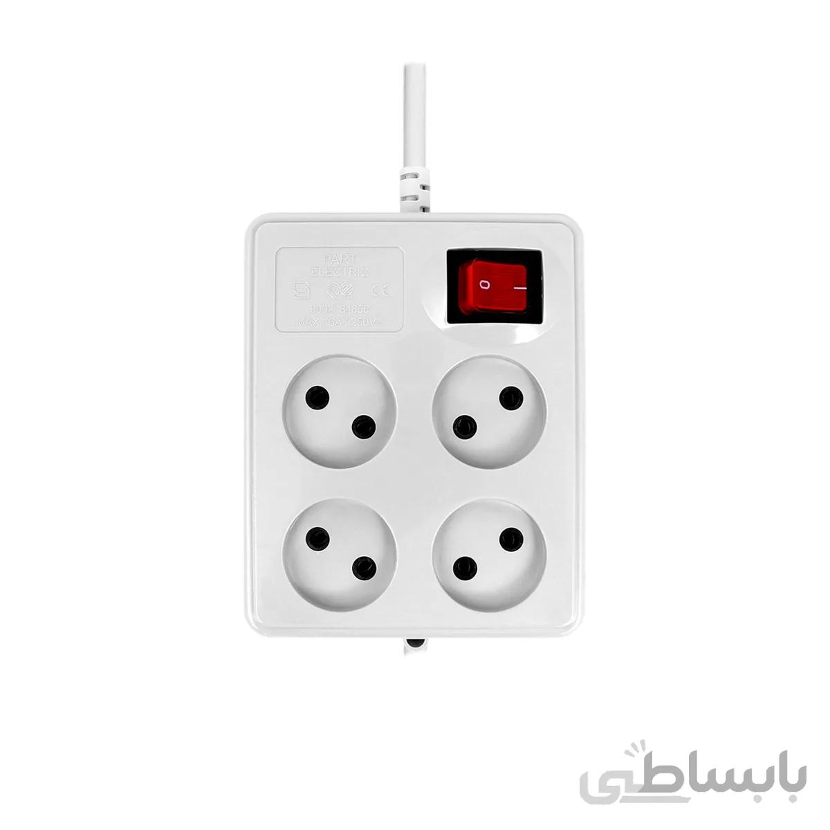 چند راهی برق کلید دار بدون ارت 4 خانه 3 متری پارت الکتریک مدل Part
