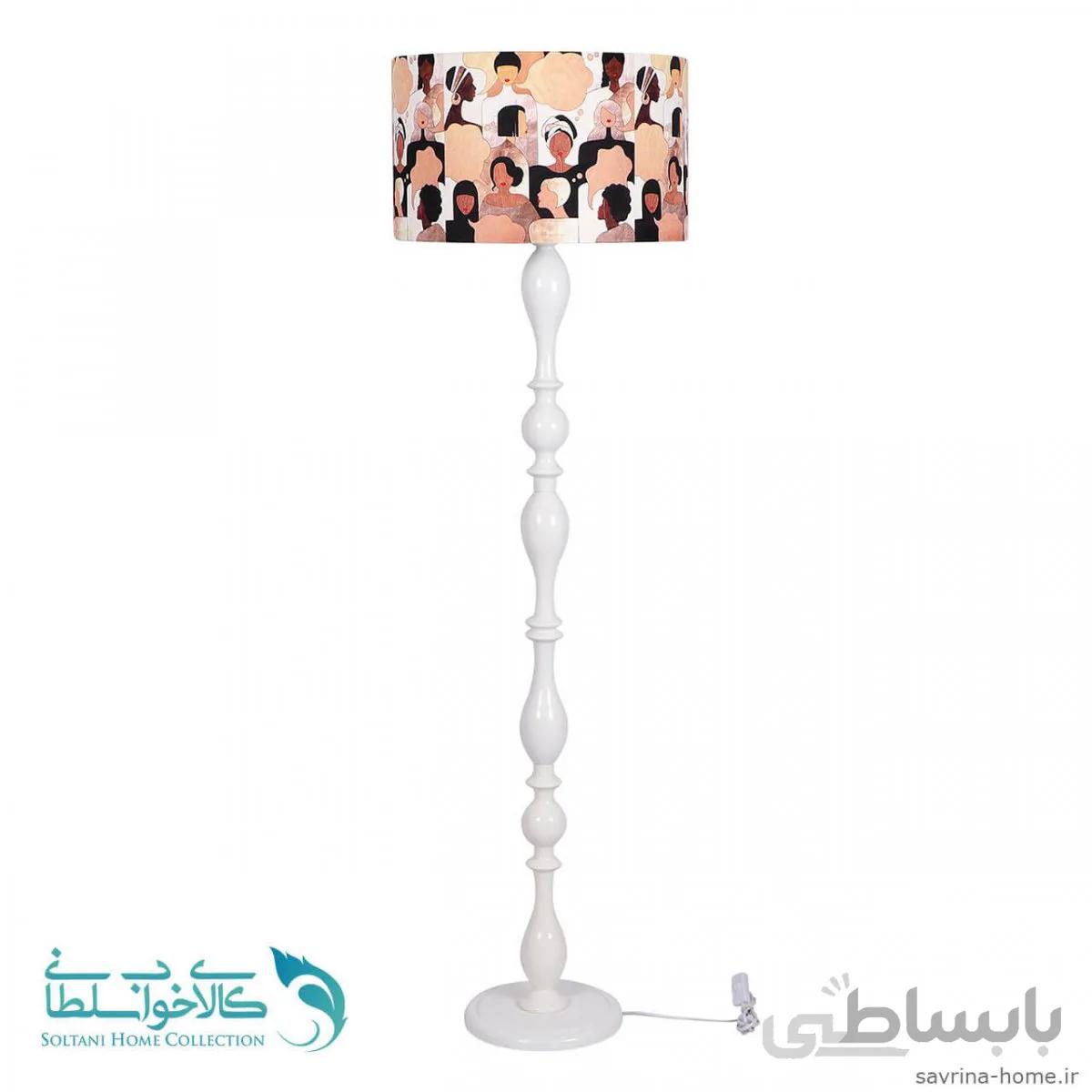 آباژور کلاسیک ایستاده مدل فوبوس پایه سفید طرح زن کد 1017