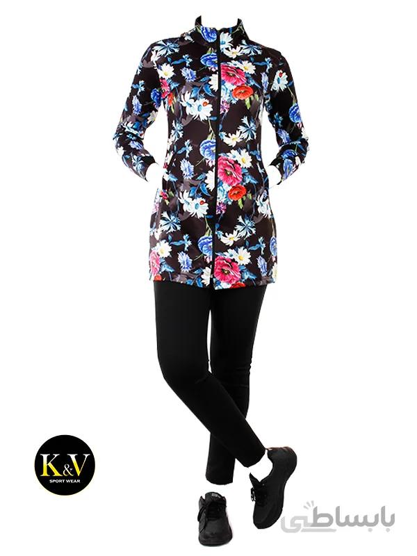ست مانتو شلوار ورزشی نایک طرح گلدار کد 005 ا Nike floral sports pants manteau set