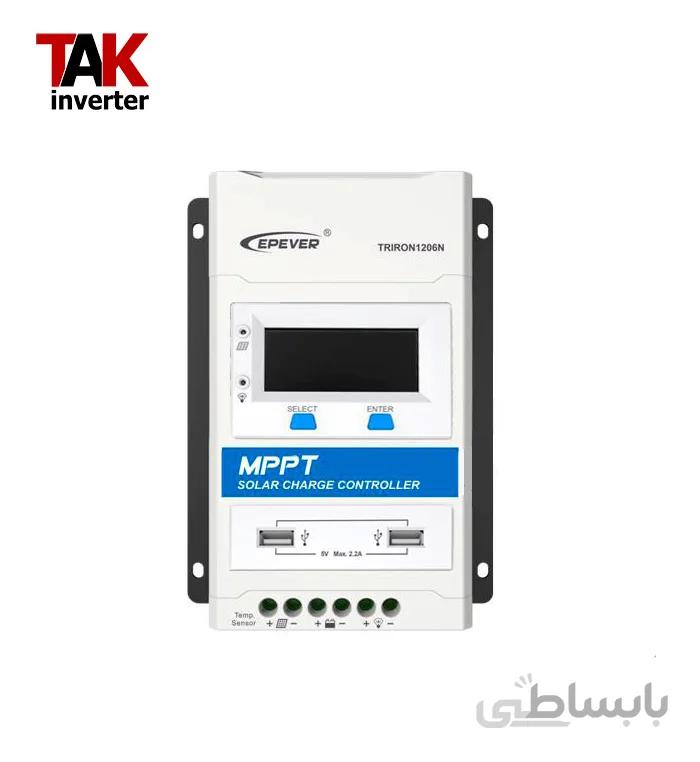 شارژ کنترلر خورشیدی (12/24V - 10A - 60Vpv) مدل EPever MPPT Triron 1206N DS1/USB1 ا charge controller 10A/h 12/24V Auto EPever Mppt Triron 1206N DS1-USB1 series