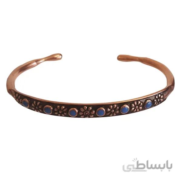 دستبند مسی مفتولی نگین دار شش گل کد JW11