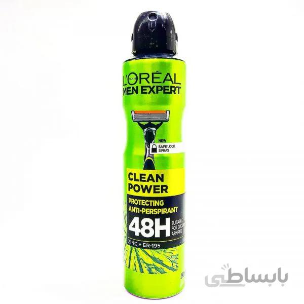اسپری ضد تعریق لورآل کلین پاور Loreal Clean Power