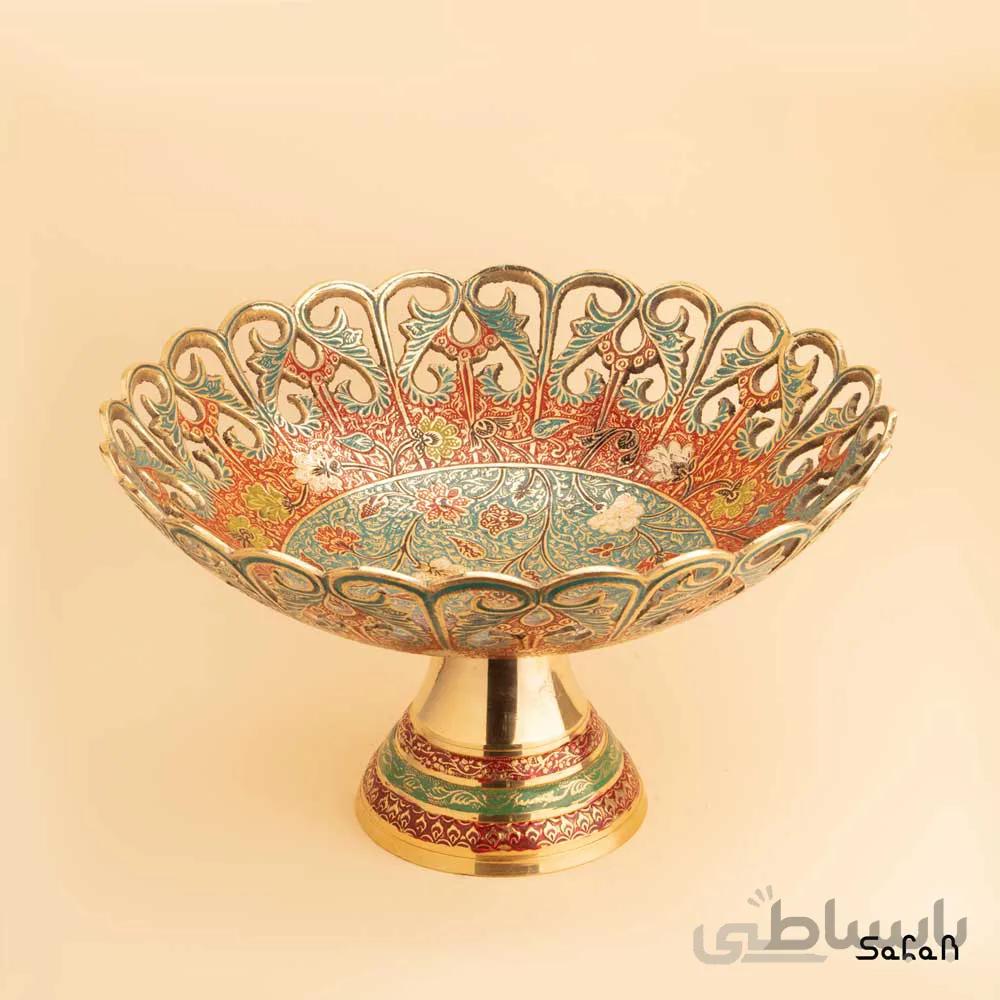 میوه خوری برنجی میناکاری پایه دار دورو مدل واتر هورس