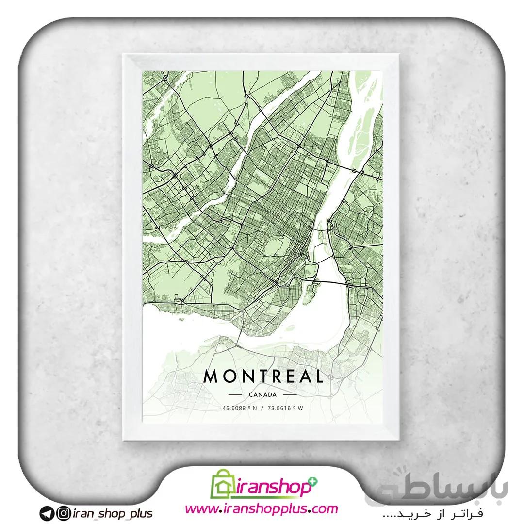تابلو نقشه شهر مونترال با تم City Map Green