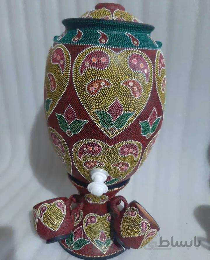 کلمن آب سفالی طرحدار ۱ کد ۱۰۱۶۲۵