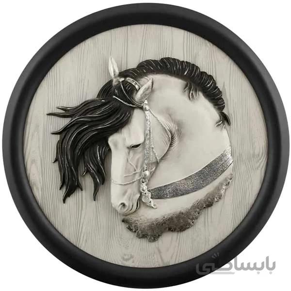 تابلو دست ساز پلی رزین طرح اسب طوسی مدل BROOS کد PH-3008
