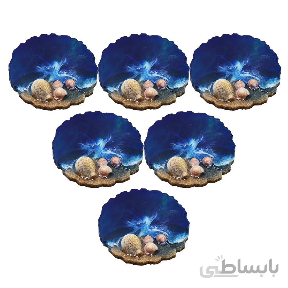 زیر لیوانی مدل گلامور طرح دریا کد 100 بسته ۶ عددی
