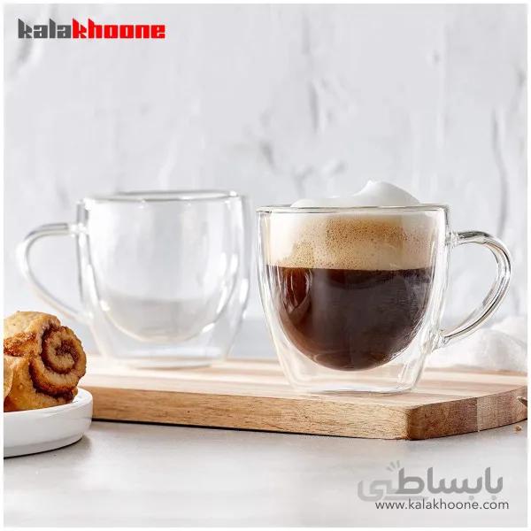 لیوان دوجداره دسته دار