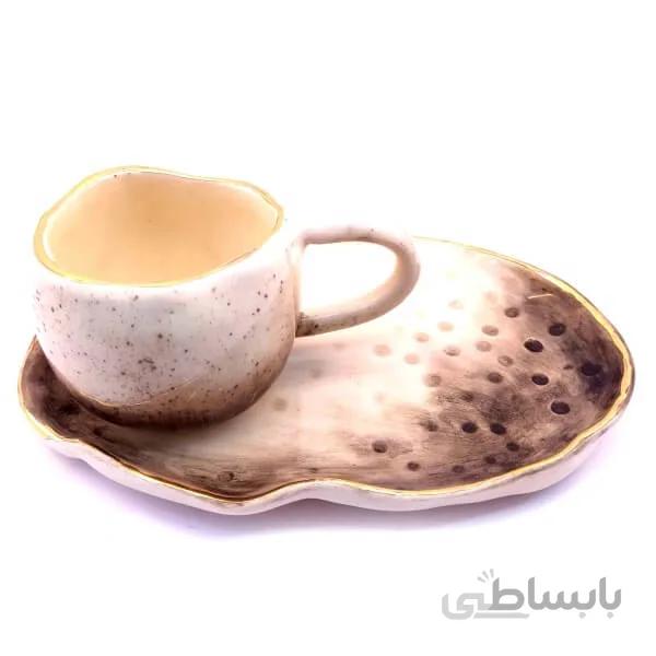 ست فنجان و پیش دستی سرامیکی دست ساز مدل کلودی