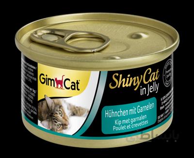 کنسرو مخصوص گربه Gimcat مدل Shiny Cat، تهیه شده از میگو و گوشت مرغ - 70 گرم