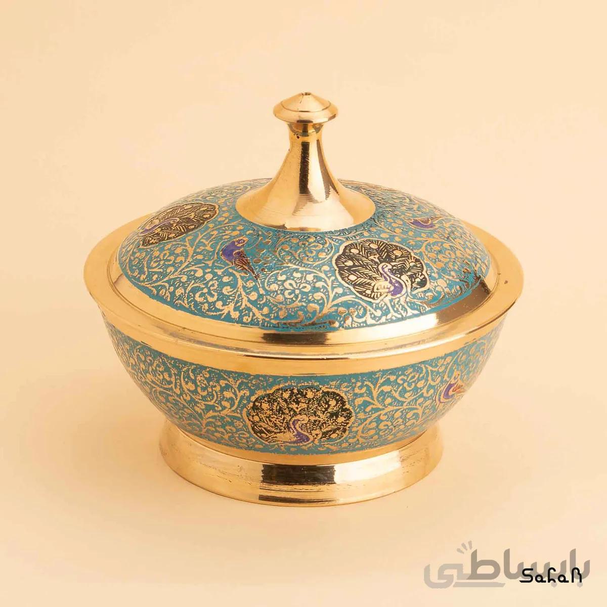 شکلات خوری برنجی میناکاری مدل صنم سایز کوچک