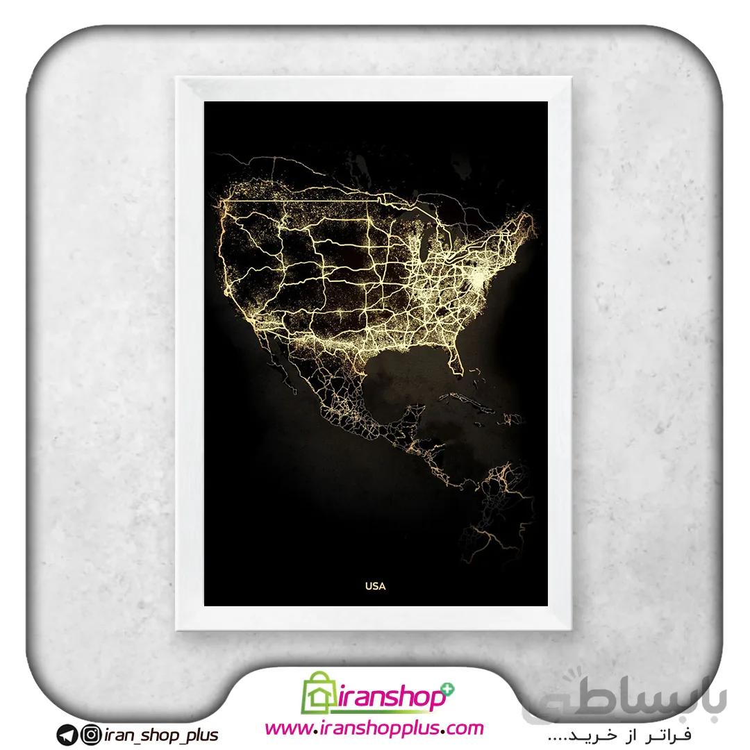 تابلو نقشه کشور ایالات متحده امریکا با تم Retina light